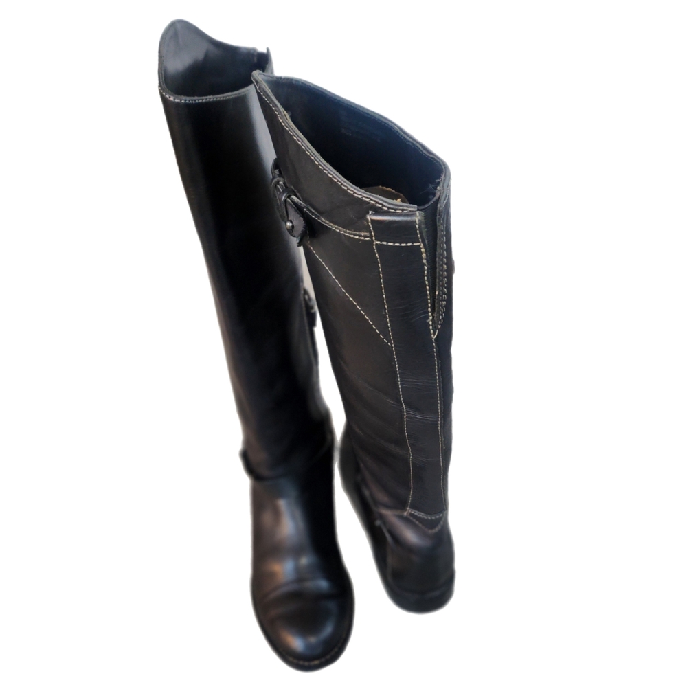 Halogen Women's Black Leather Knee-High Boots - Picture 3 of 7